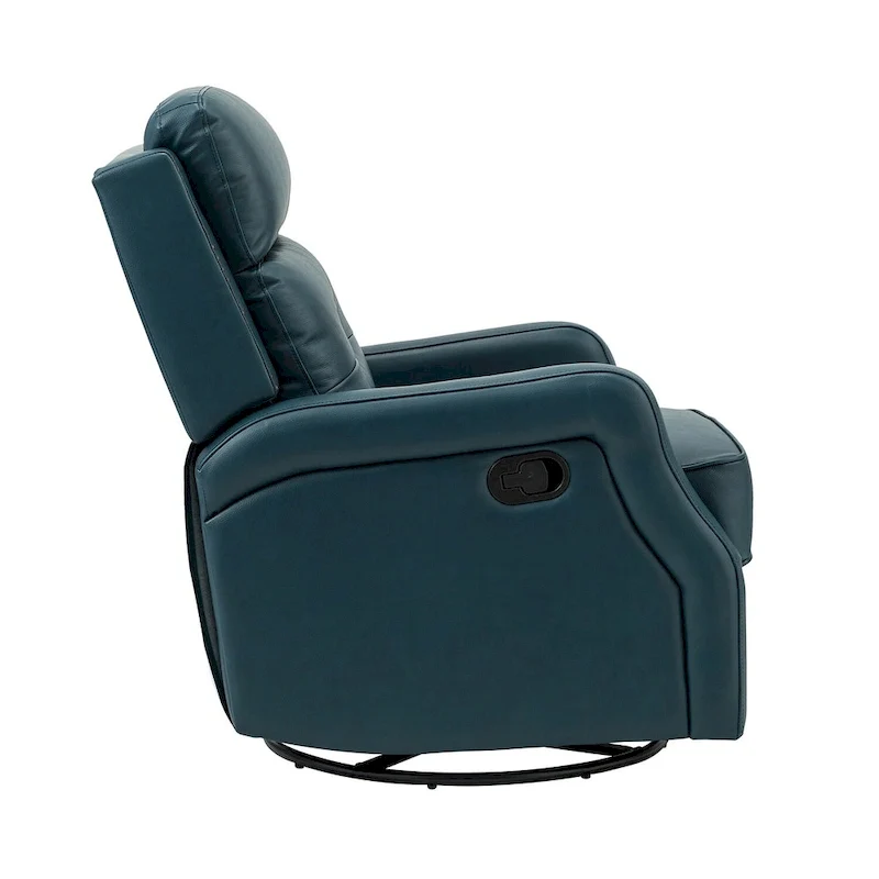 Fauteuil inclinable pivotant à 360 degrés avec dossier capitonné, garniture cloutée et base métallique