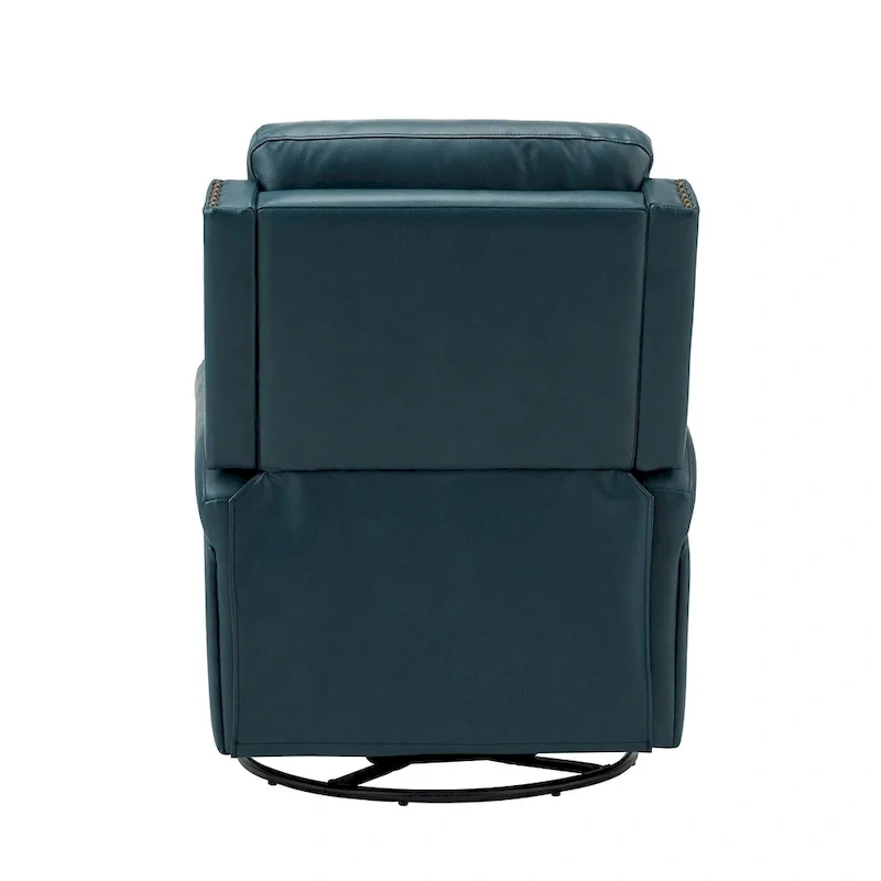 Fauteuil inclinable pivotant à 360 degrés avec dossier capitonné, garniture cloutée et base métallique