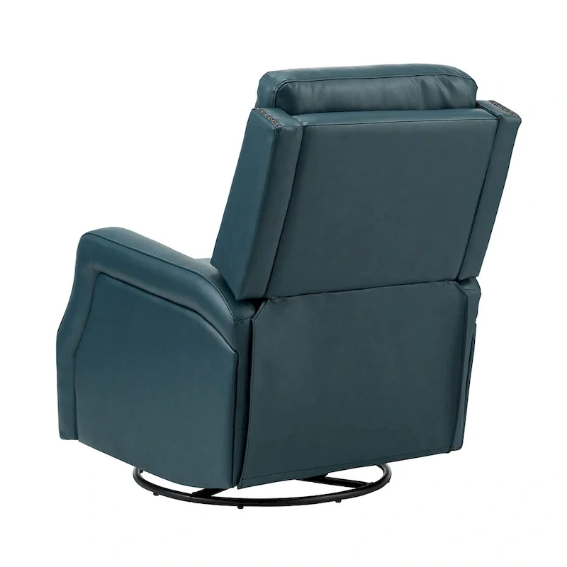Fauteuil inclinable pivotant à 360 degrés avec dossier capitonné, garniture cloutée et base métallique