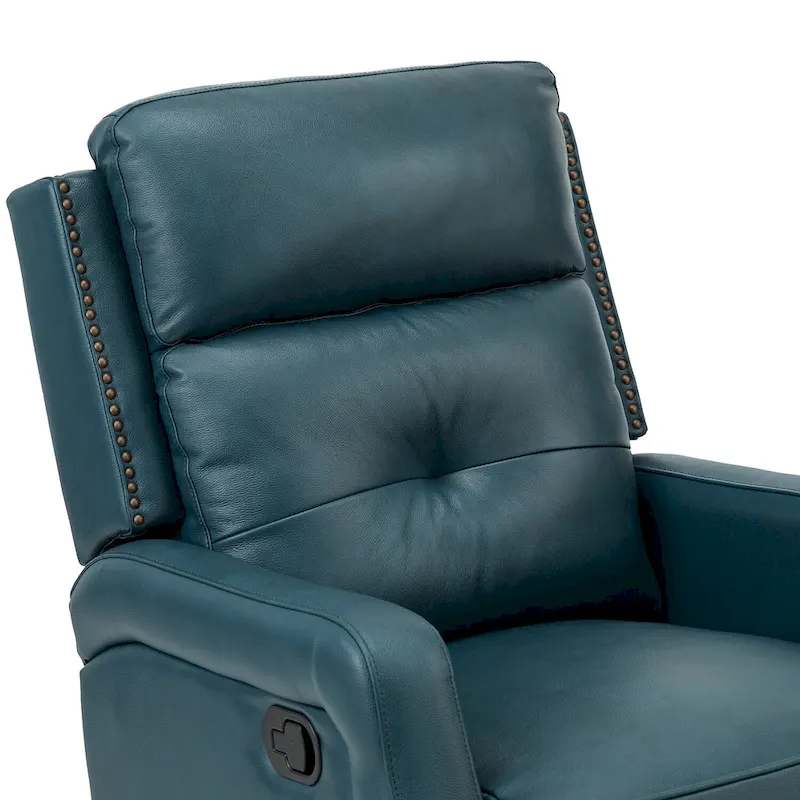 Fauteuil inclinable pivotant à 360 degrés avec dossier capitonné, garniture cloutée et base métallique