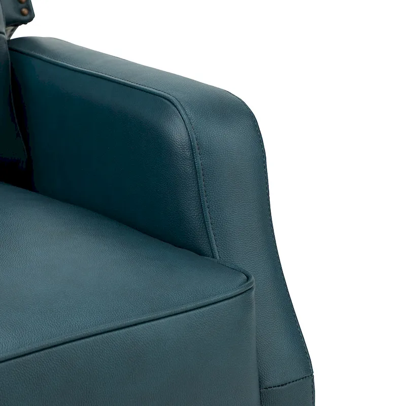 Fauteuil inclinable pivotant à 360 degrés avec dossier capitonné, garniture cloutée et base métallique