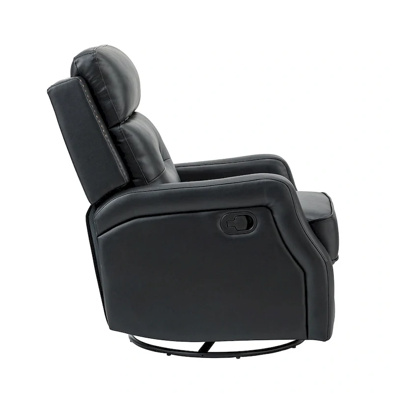 Fauteuil inclinable pivotant à 360 degrés avec dossier capitonné, garniture cloutée et base métallique