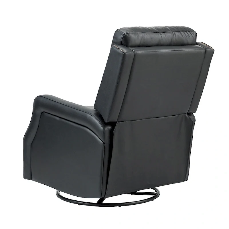 Fauteuil inclinable pivotant à 360 degrés avec dossier capitonné, garniture cloutée et base métallique