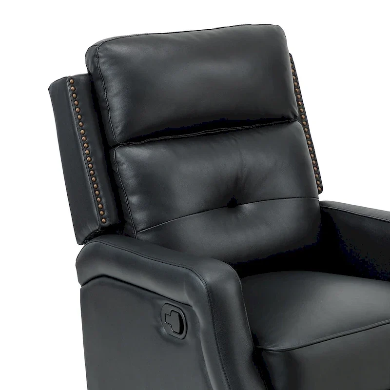 Fauteuil inclinable pivotant à 360 degrés avec dossier capitonné, garniture cloutée et base métallique