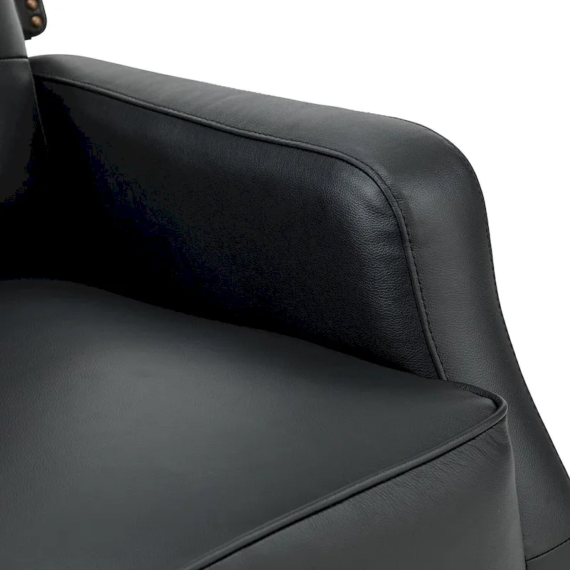 Fauteuil inclinable pivotant à 360 degrés avec dossier capitonné, garniture cloutée et base métallique
