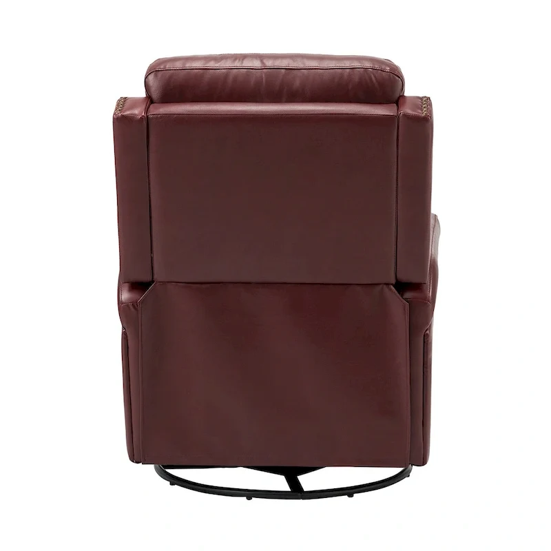 Fauteuil inclinable pivotant à 360 degrés avec dossier capitonné, garniture cloutée et base métallique