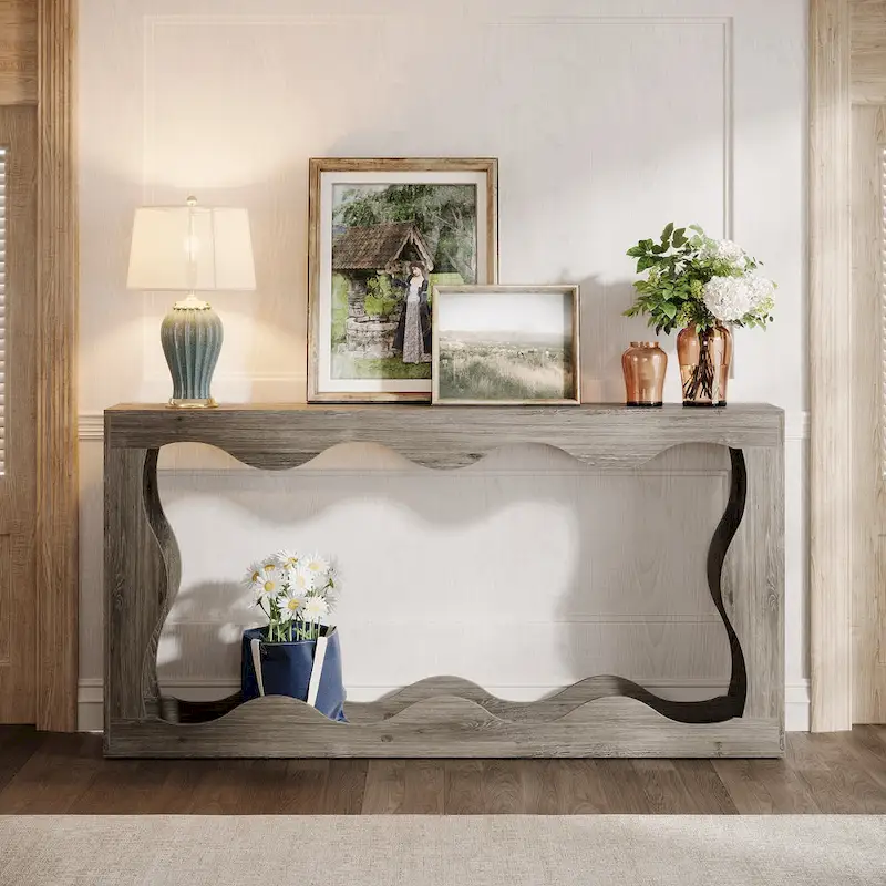 Console en bois avec bord ondulé