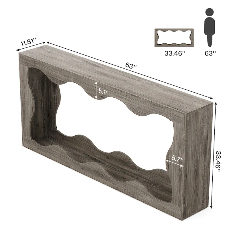 Console en bois avec bord ondulé