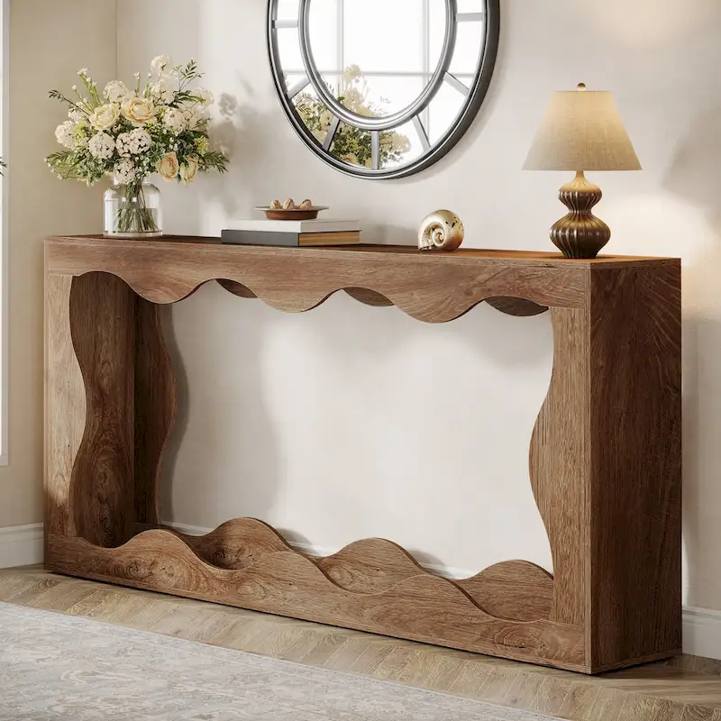 Console en bois avec bord ondulé