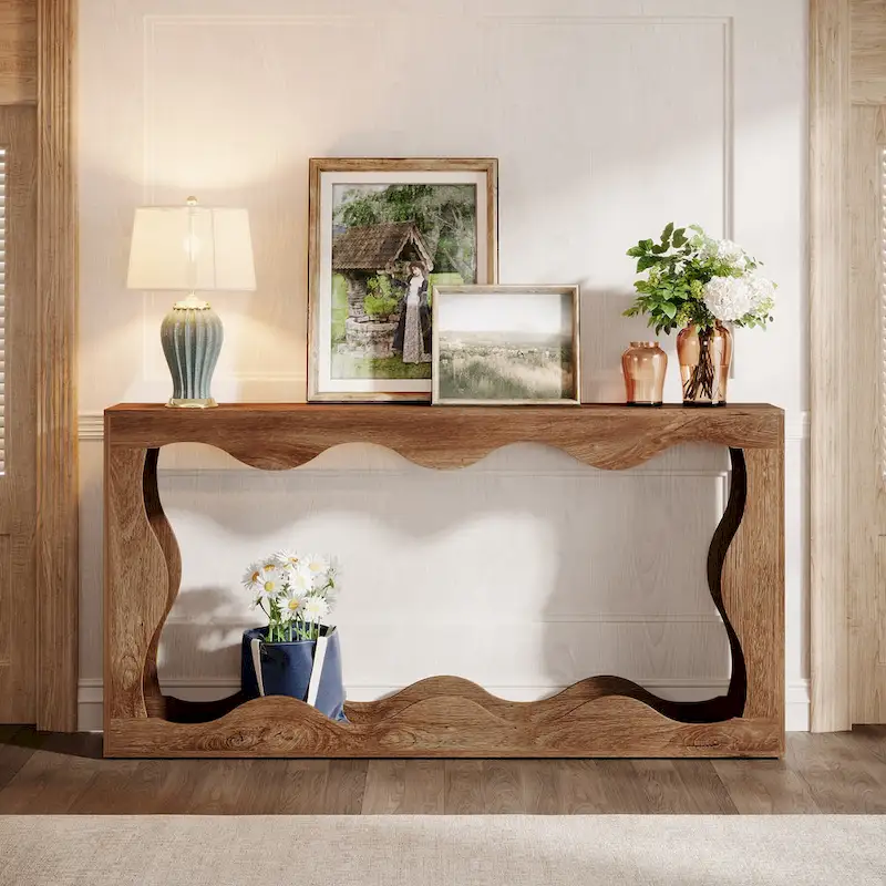 Console en bois avec bord ondulé