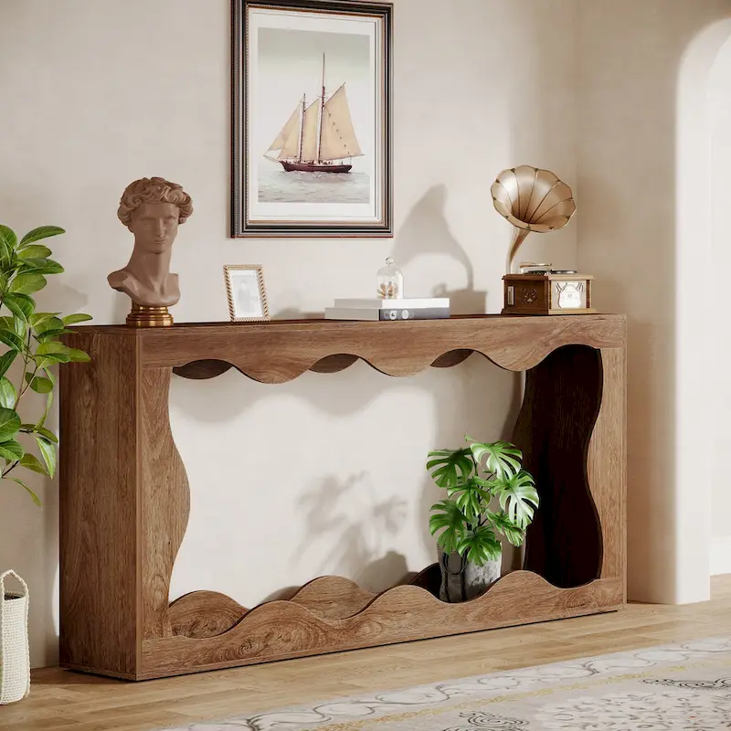 Console en bois avec bord ondulé