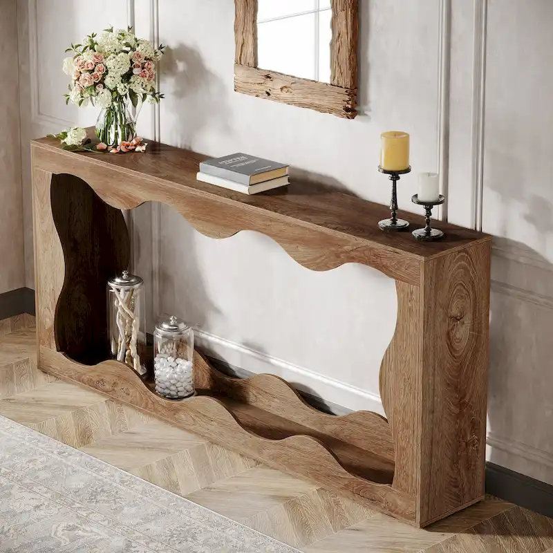Console en bois avec bord ondulé