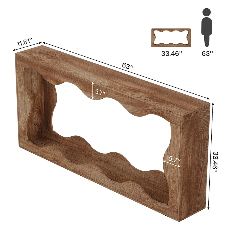 Console en bois avec bord ondulé