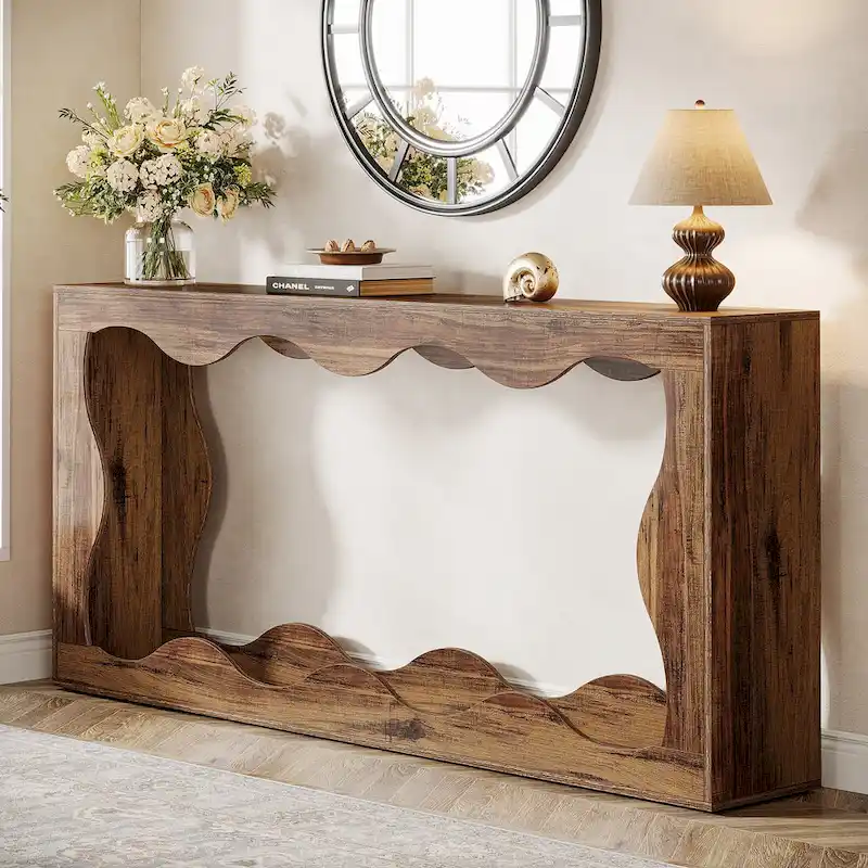 Console en bois avec bord ondulé