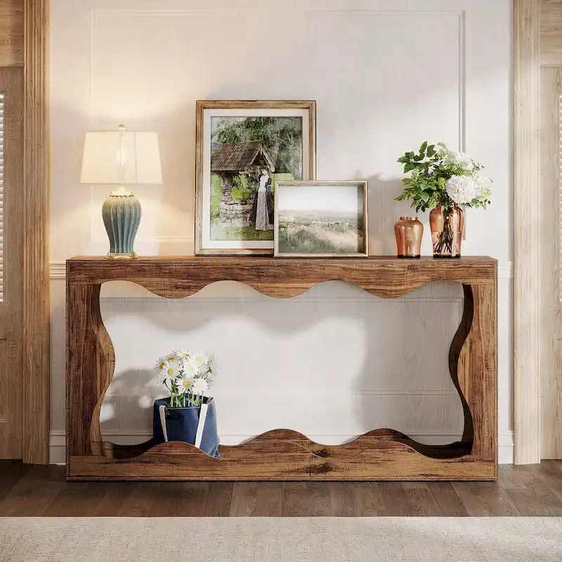 Console en bois avec bord ondulé