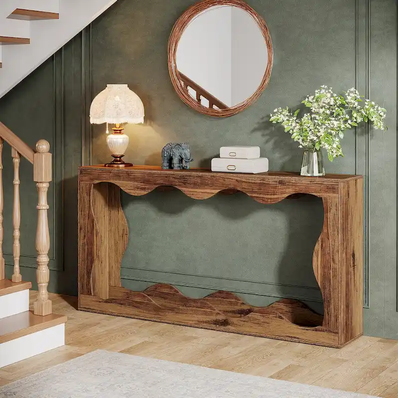 Console en bois avec bord ondulé