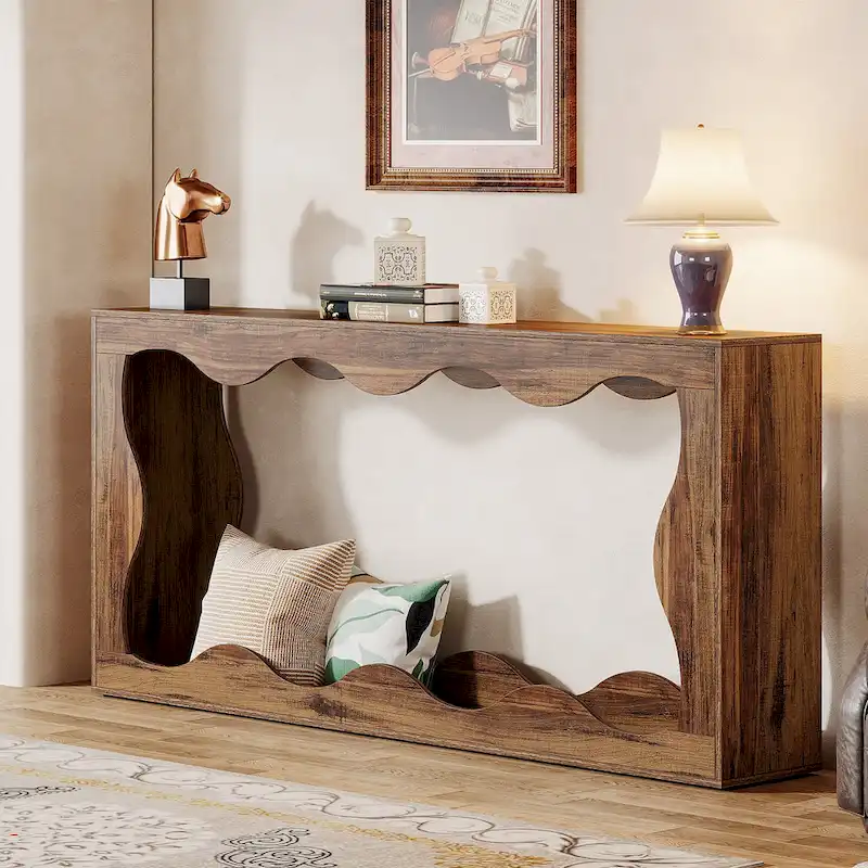 Console en bois avec bord ondulé