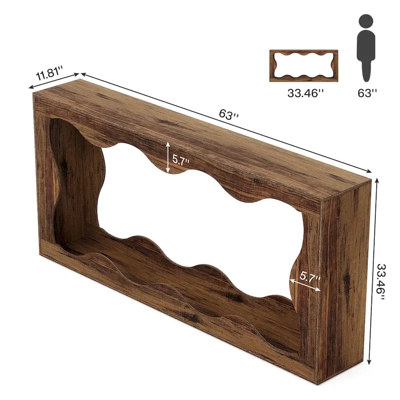 Console en bois avec bord ondulé