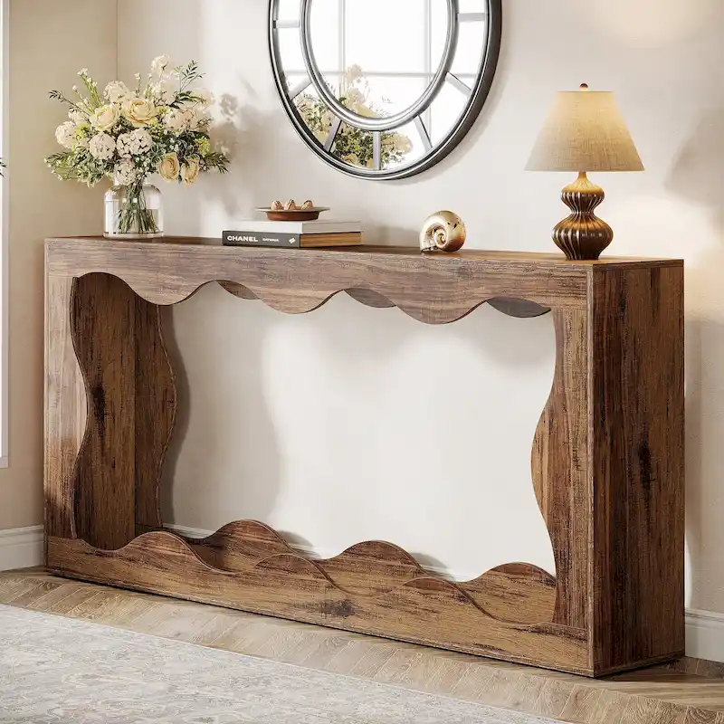 Console en bois avec bord ondulé