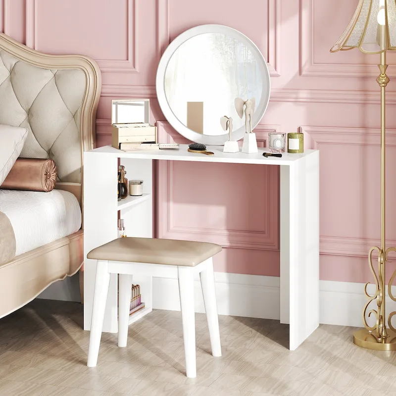 Bureau compact de 36 pouces avec 3 étagères ouvertes et kit anti-basculement