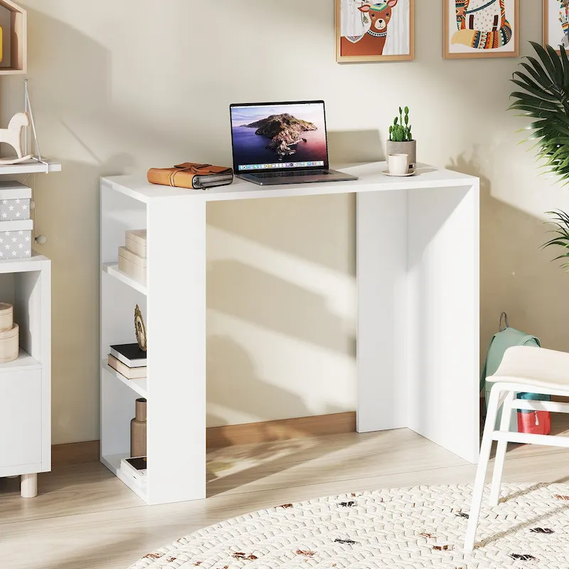 Bureau compact de 36 pouces avec 3 étagères ouvertes et kit anti-basculement