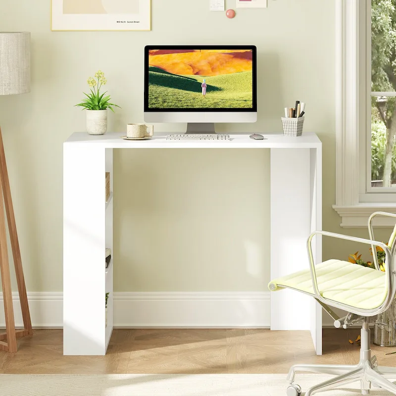 Bureau compact de 36 pouces avec 3 étagères ouvertes et kit anti-basculement
