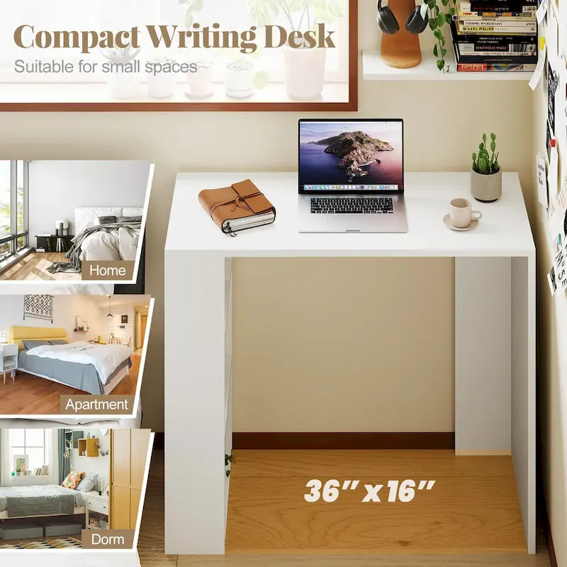 Bureau compact de 36 pouces avec 3 étagères ouvertes et kit anti-basculement
