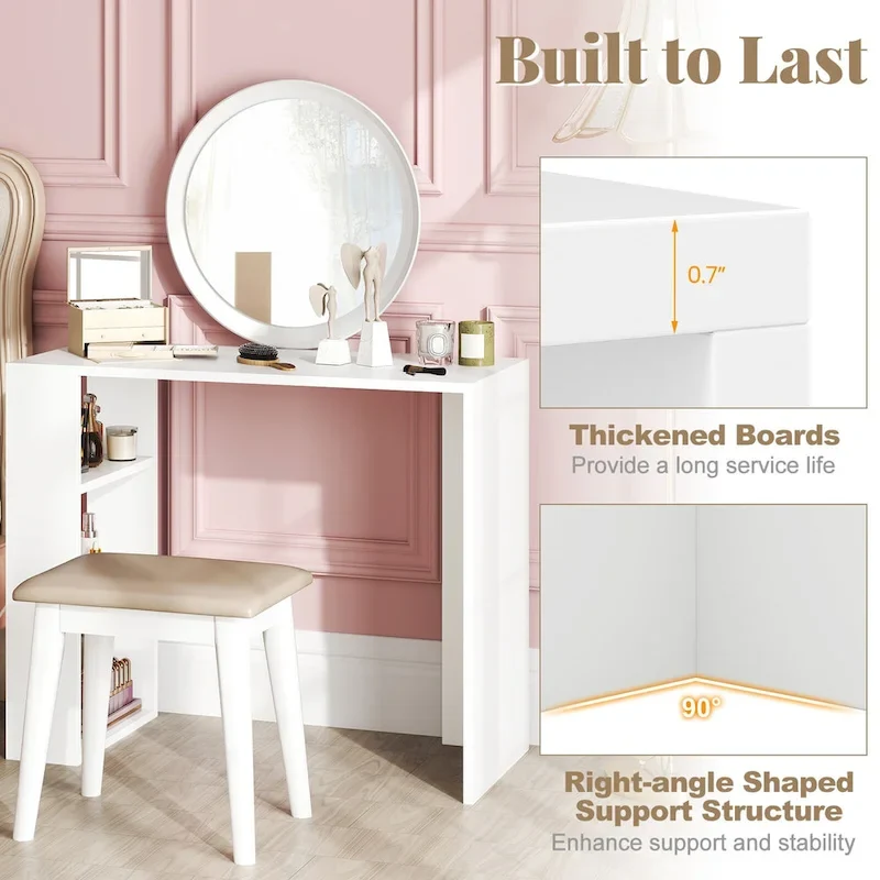 Bureau compact de 36 pouces avec 3 étagères ouvertes et kit anti-basculement