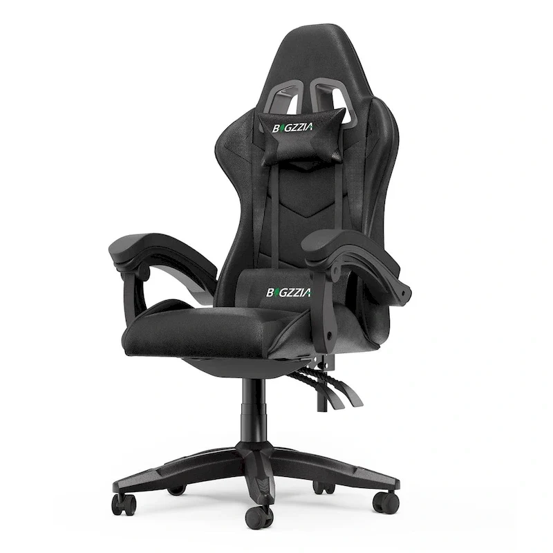 Chaise de jeu ergonomique à dossier haut avec accoudoirs, appui-tête et support lombaire réglables