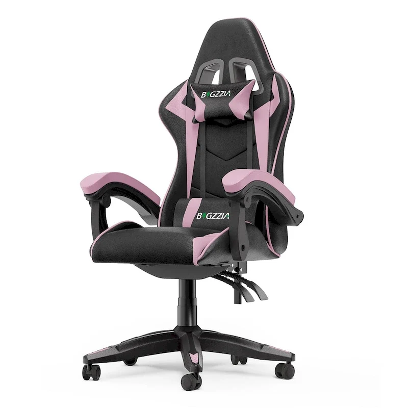 Chaise de jeu ergonomique à dossier haut avec accoudoirs, appui-tête et support lombaire réglables