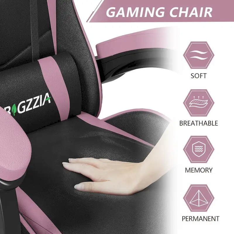 Chaise de jeu ergonomique à dossier haut avec accoudoirs, appui-tête et support lombaire réglables