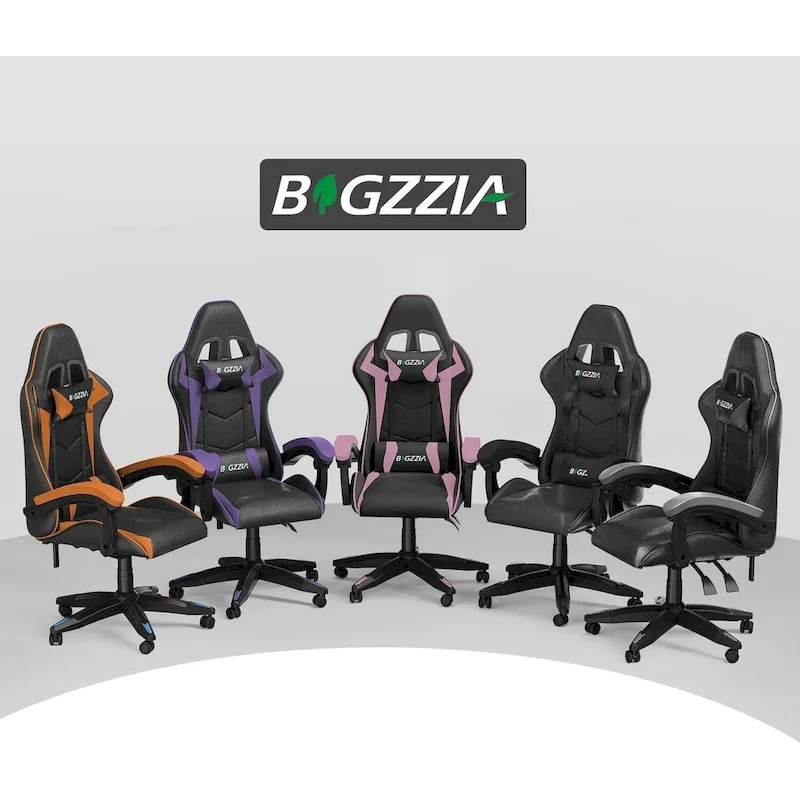 Chaise de jeu ergonomique à dossier haut avec accoudoirs, appui-tête et support lombaire réglables