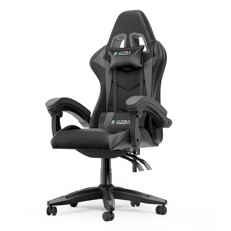 Chaise de jeu ergonomique à dossier haut avec accoudoirs, appui-tête et support lombaire réglables