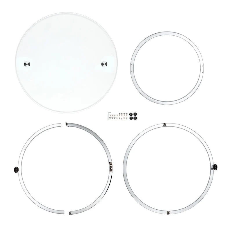 Table basse ronde en verre trempé avec piètement croisé sculptural – 80 cm