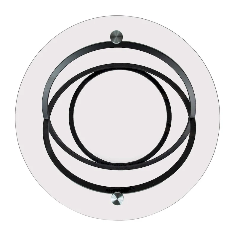 Table basse ronde en verre trempé avec piètement croisé sculptural – 80 cm