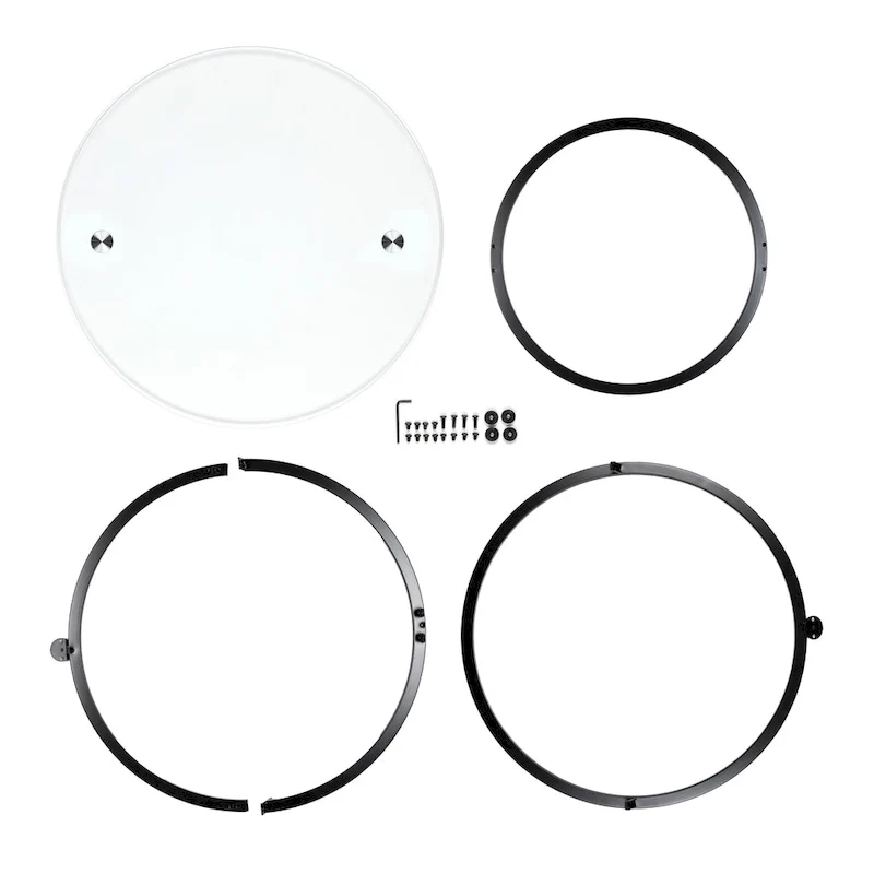 Table basse ronde en verre trempé avec piètement croisé sculptural – 80 cm