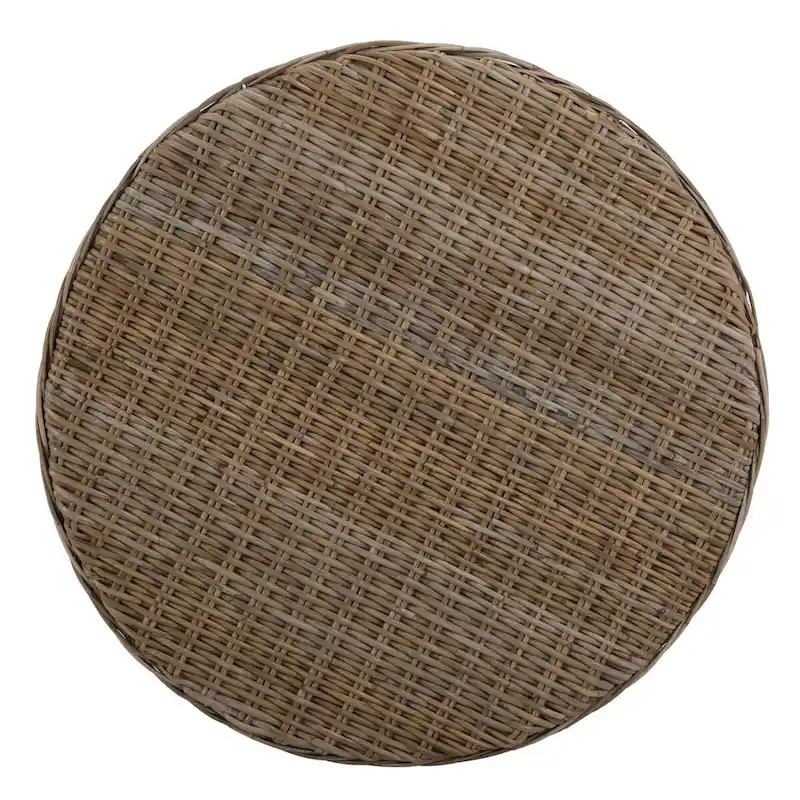 Ottoman de cocktail en rotin tressé – Design concave discret pour usage intérieur