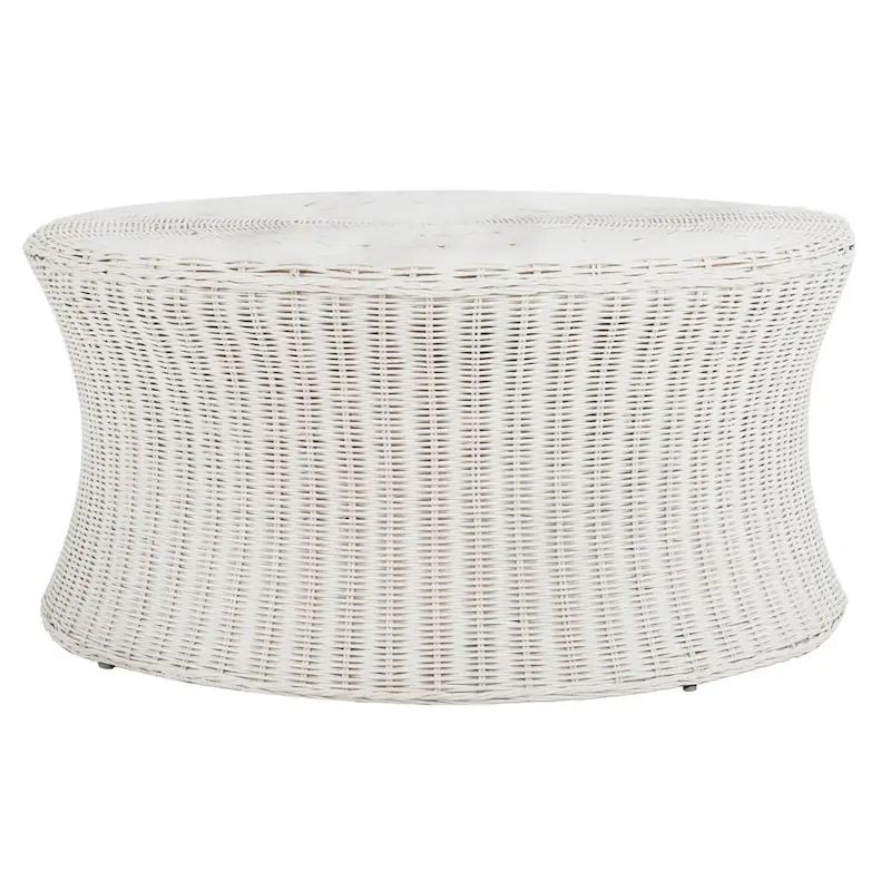 Ottoman de cocktail en rotin tressé – Design concave discret pour usage intérieur
