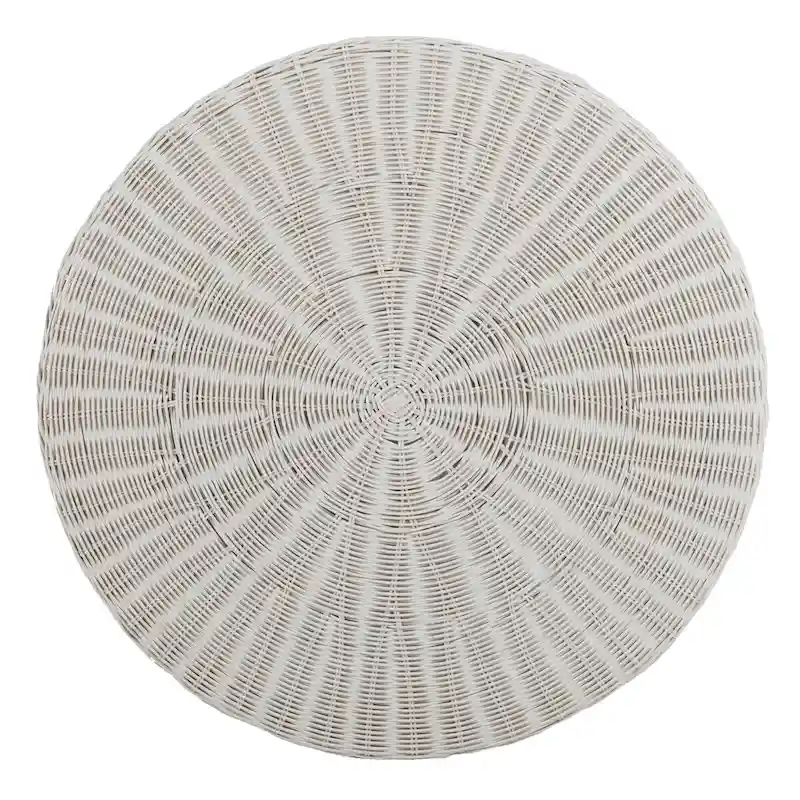 Ottoman de cocktail en rotin tressé – Design concave discret pour usage intérieur
