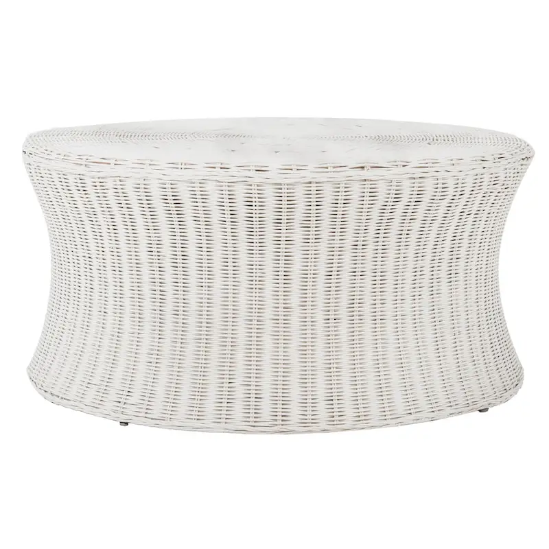 Ottoman de cocktail en rotin tressé – Design concave discret pour usage intérieur