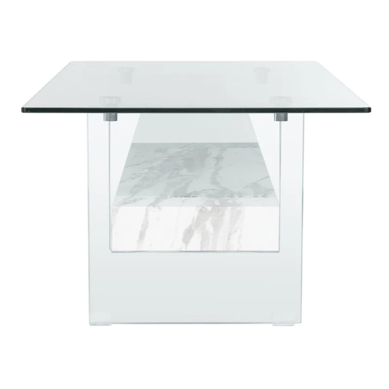 Table basse rectangulaire moderne en verre avec étagère inférieure – 43 x 24 x 17 po