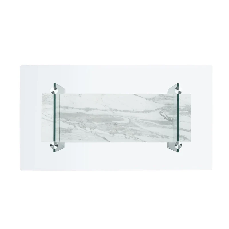 Table basse rectangulaire moderne en verre avec étagère inférieure – 43 x 24 x 17 po