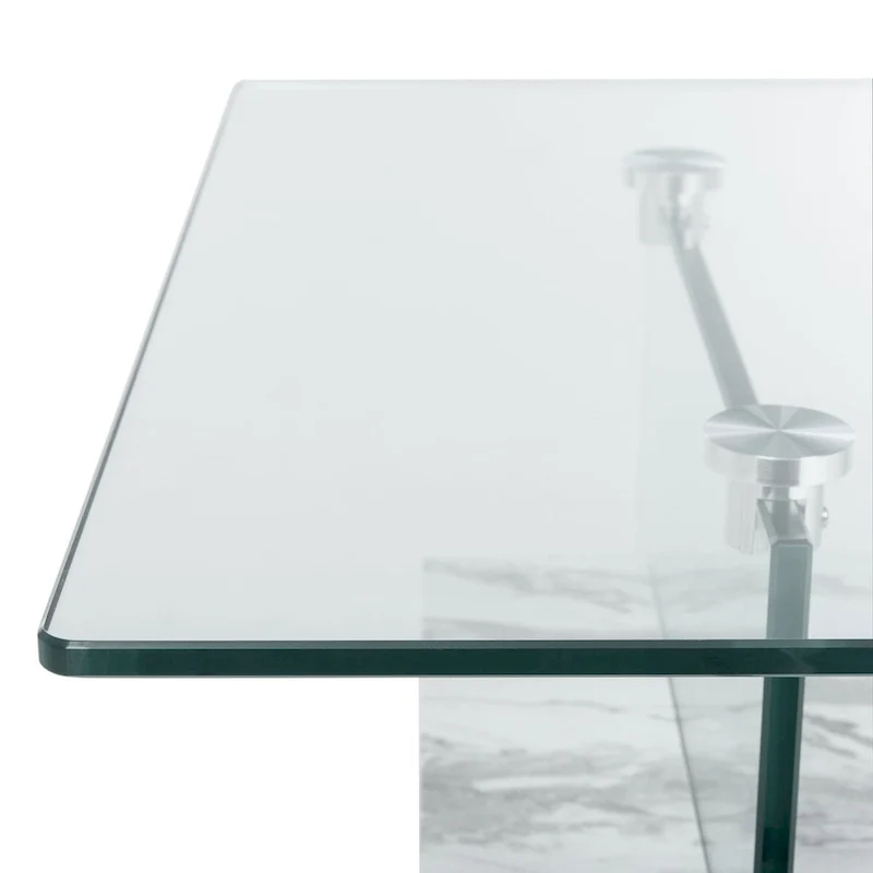 Table basse rectangulaire moderne en verre avec étagère inférieure – 43 x 24 x 17 po