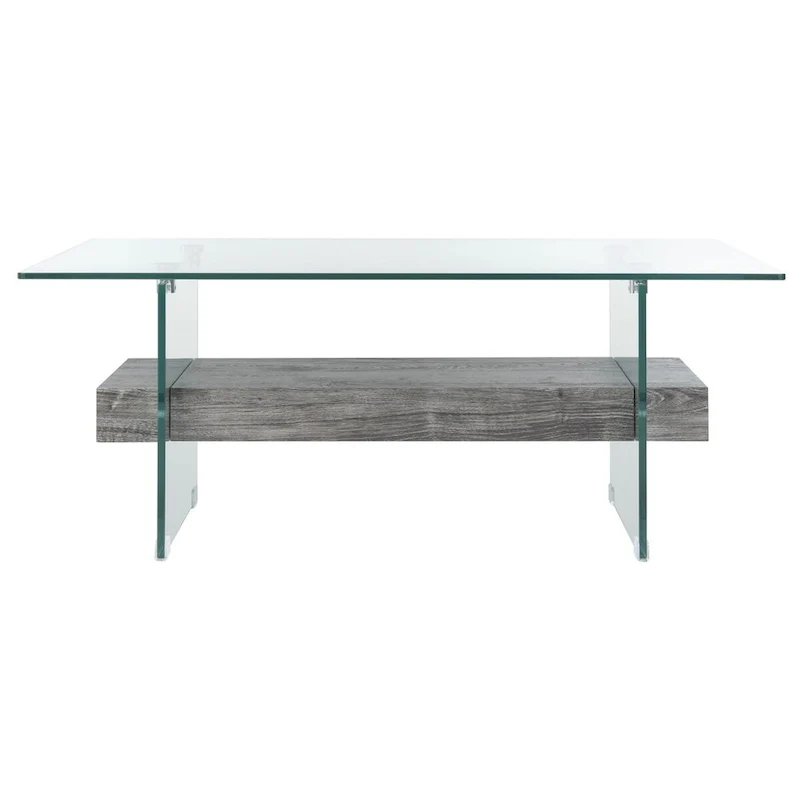Table basse rectangulaire moderne en verre avec étagère inférieure – 43 x 24 x 17 po