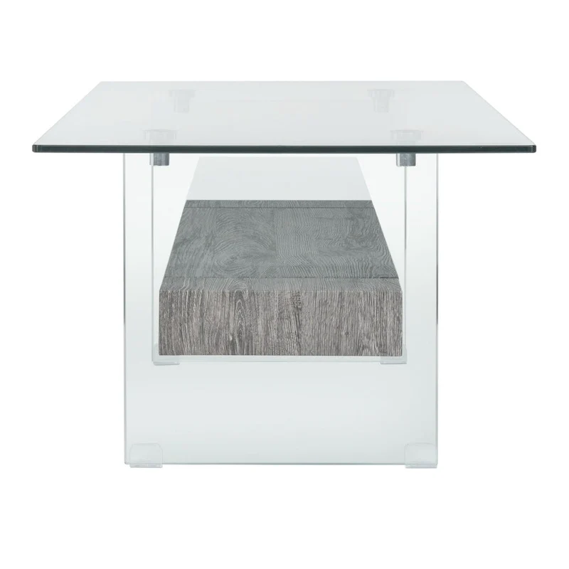 Table basse rectangulaire moderne en verre avec étagère inférieure – 43 x 24 x 17 po