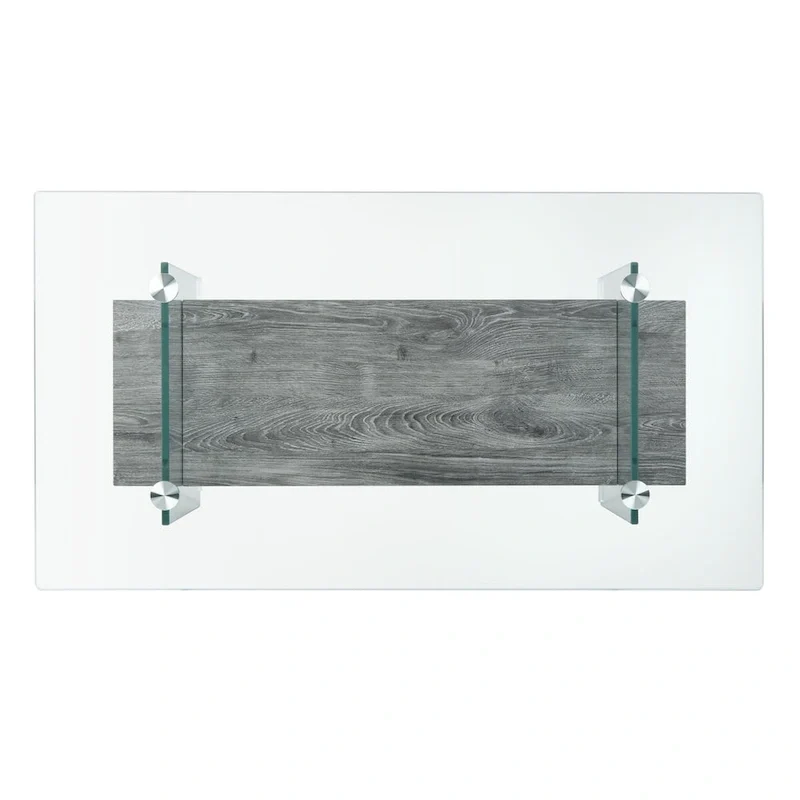 Table basse rectangulaire moderne en verre avec étagère inférieure – 43 x 24 x 17 po