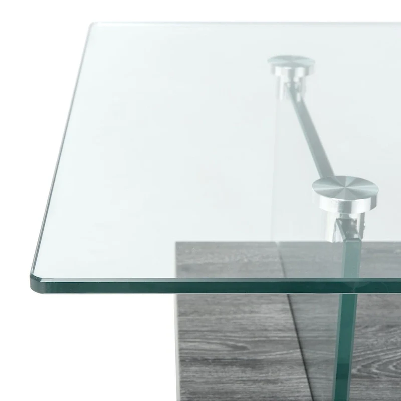Table basse rectangulaire moderne en verre avec étagère inférieure – 43 x 24 x 17 po