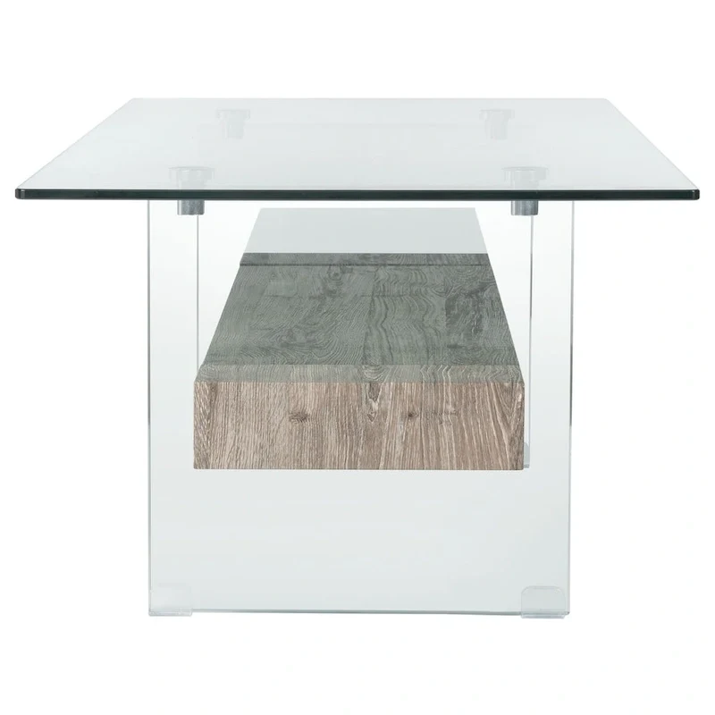 Table basse rectangulaire moderne en verre avec étagère inférieure – 43 x 24 x 17 po
