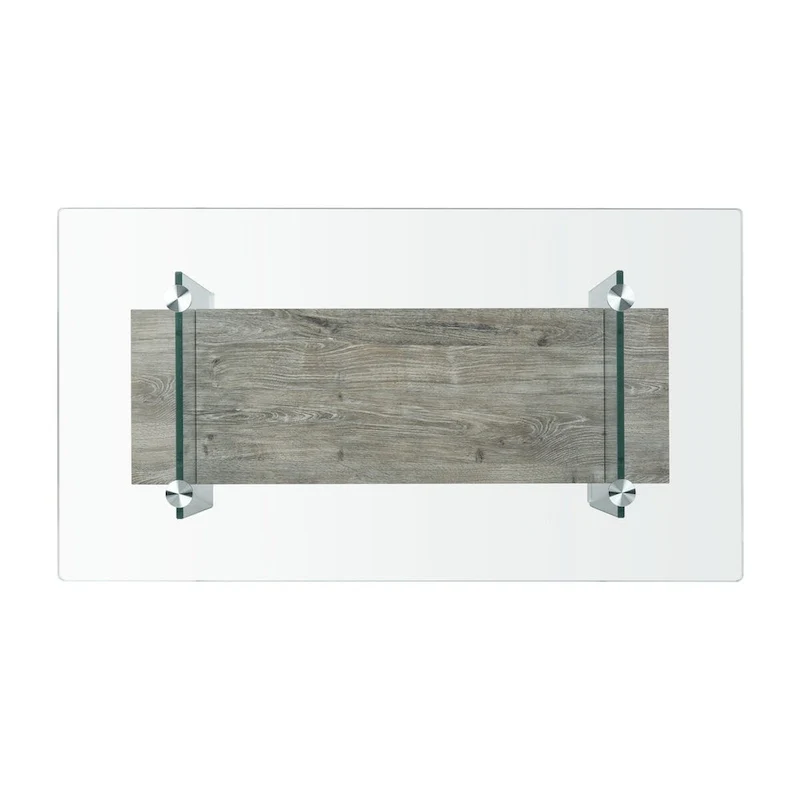 Table basse rectangulaire moderne en verre avec étagère inférieure – 43 x 24 x 17 po
