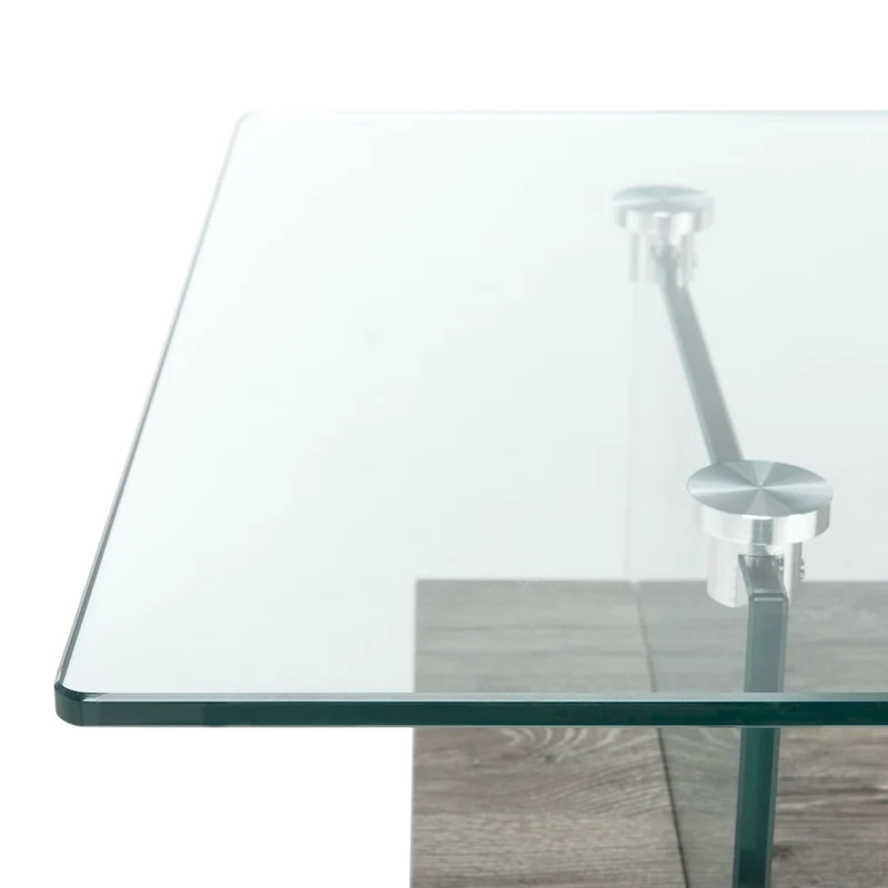 Table basse rectangulaire moderne en verre avec étagère inférieure – 43 x 24 x 17 po